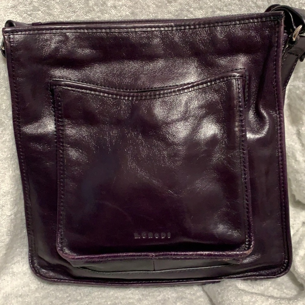 L. CREDI, Messenger Bag, Grape purple color